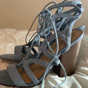 Pastel blue strappy heels